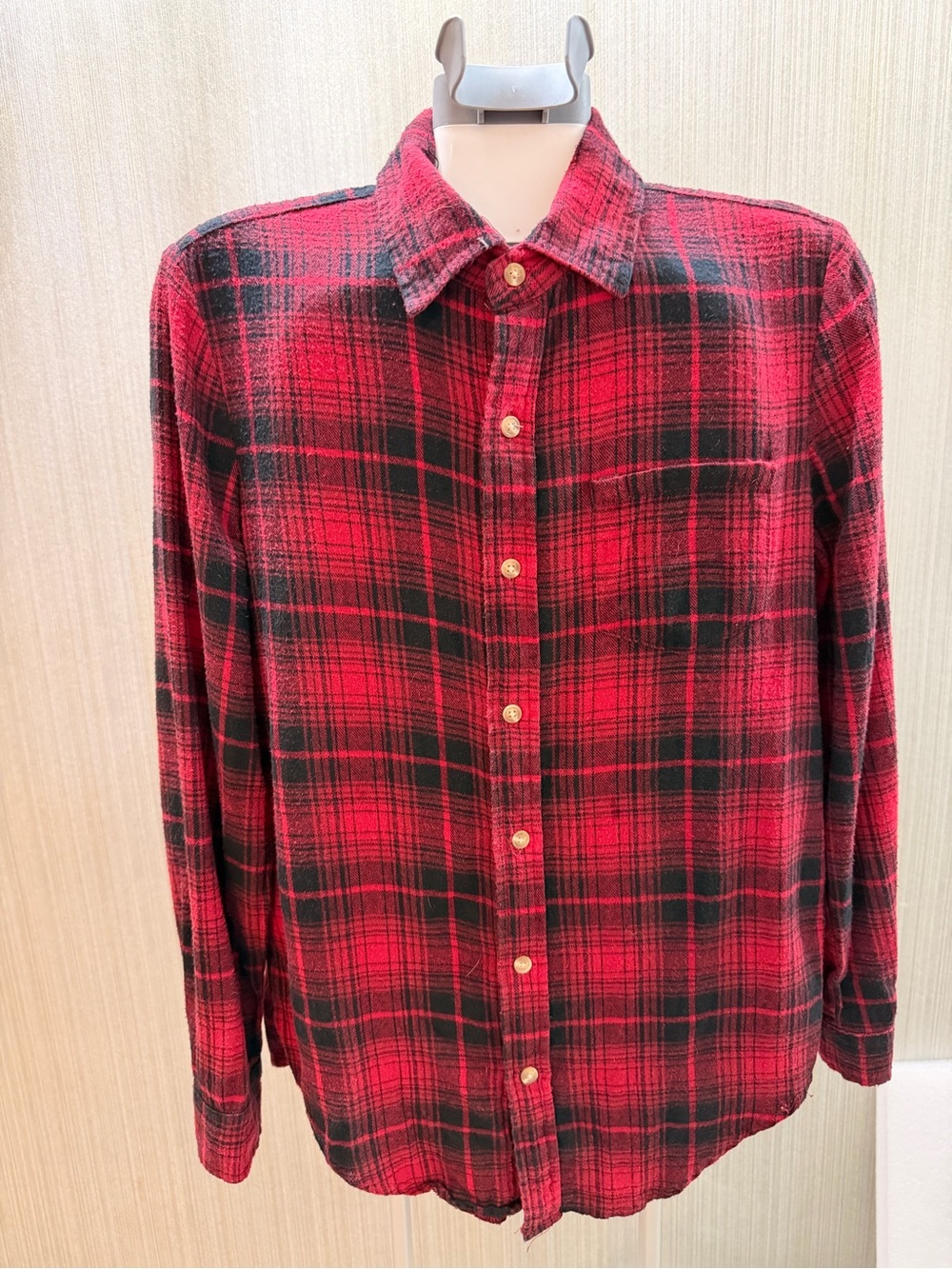Brandy Melville Red & Black Plaid 100% Cotton Flannel Shirt